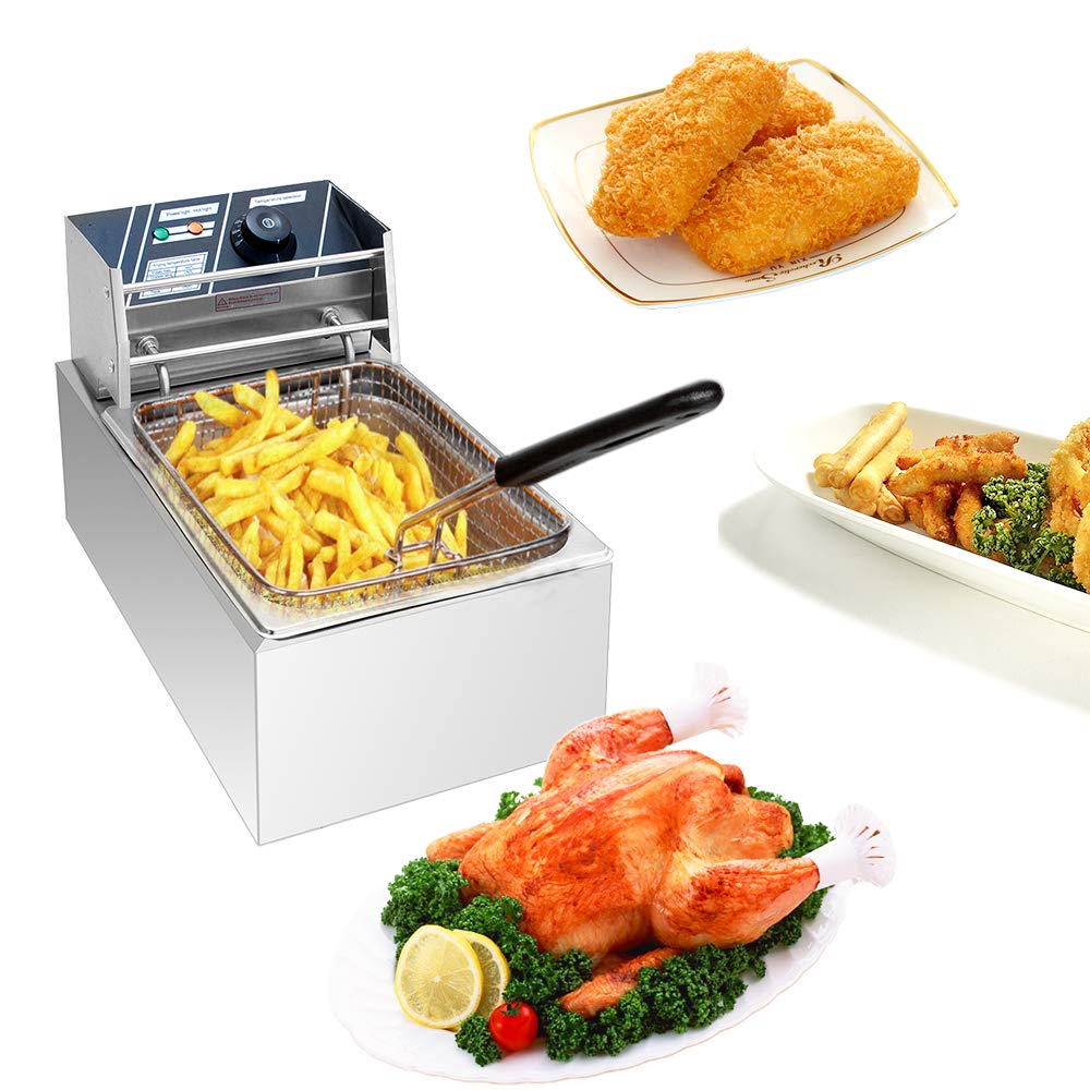 2500W Stainless Steel Electric Deep Fryer - 6.3QT/6L Capacity with Baskets & Oil Filters | Perfect for Turkey, Steak, French Fries, Donuts | Ideal for Home Cooking, Restaurants & Party Catering