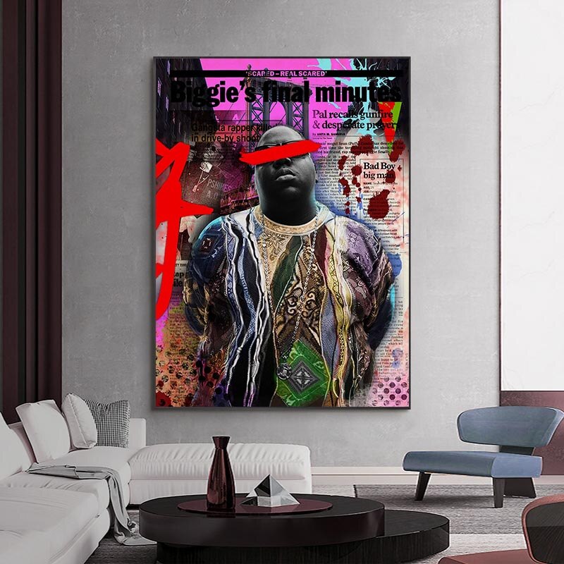 Biggie Smalls Poster Canvas Wall Art - Famous Rapper Notorious B.I.G. Home Decor for Bedroom, Living Room & Office - Hip Hop Music Fan Gift