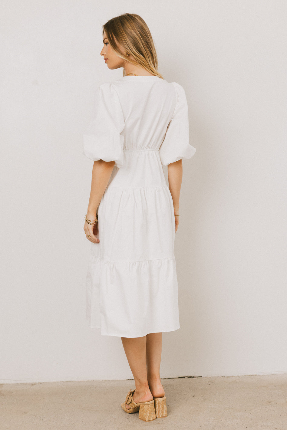 Nadia Women's Elegant Midi Dress in Cream - Perfect for Weddings, Parties & Special Occasions