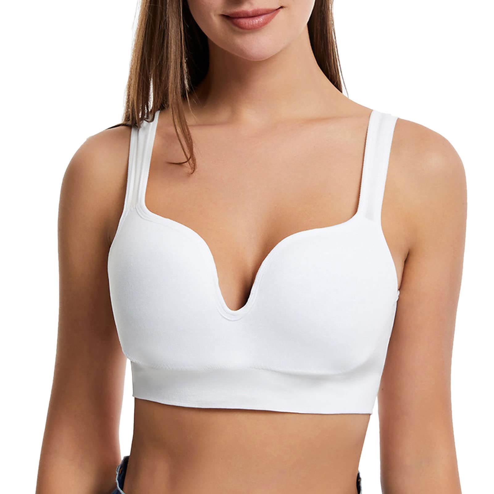 Plus Size Women's Wireless Bras - Sexy Open Back U-Shaped Design, Ultra Thin Summer Bralette for Comfort & Support | Perfect for Everyday Wear, Yoga, and Lounge