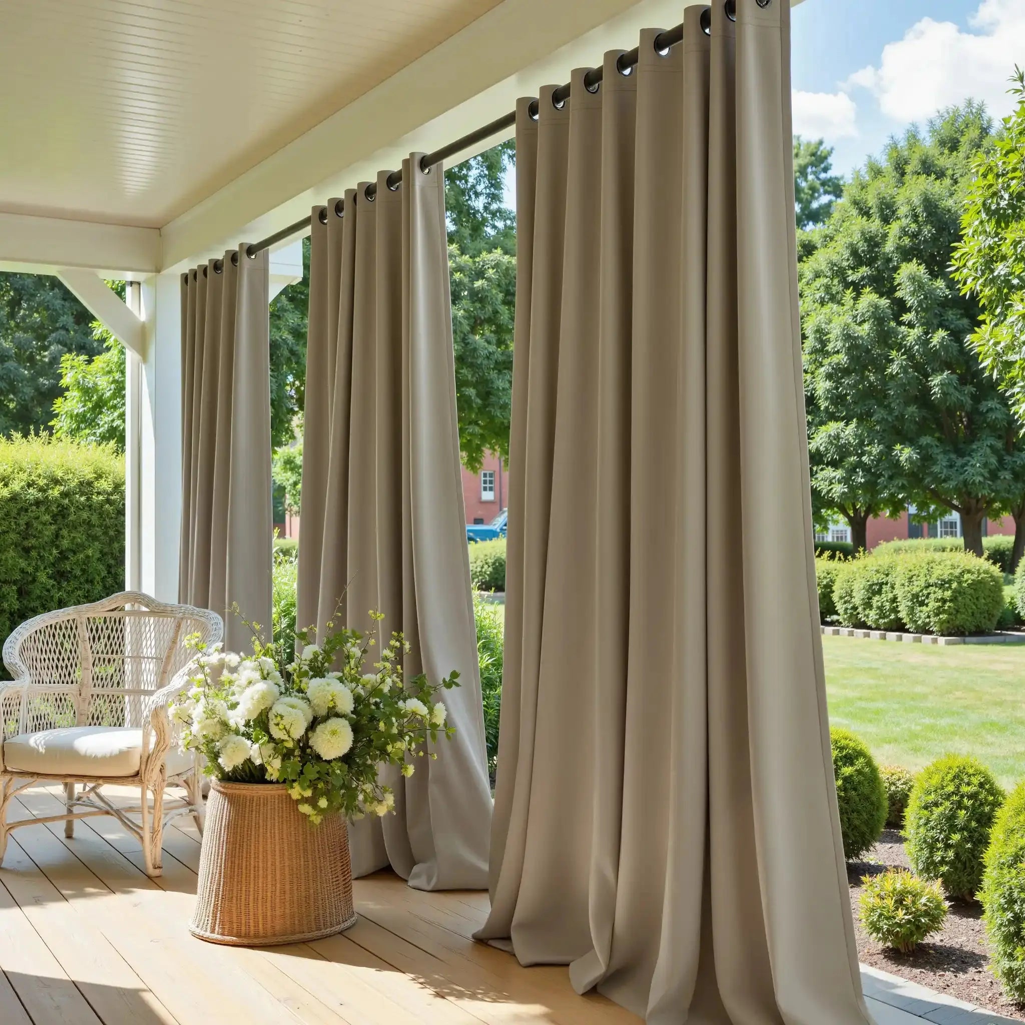 Premium Solid Acrylic Outdoor Curtains - Waterproof & UV Resistant Patio Drapes for Porch, Deck, and Poolside Privacy - Heavy Duty Weatherproof Window Treatments for Sun Protection and Decoration
