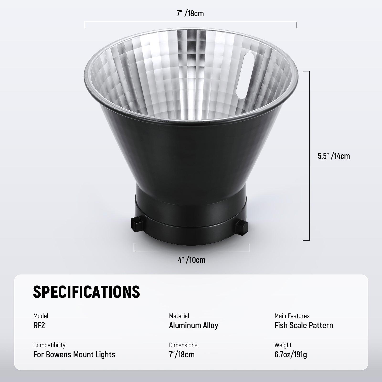 NEEWER RF1/RF2 7-Inch/18cm Fish Scale Pattern Photography Reflector & Diffuser - Perfect for Studio Lighting, Portrait Photography, and Video Production