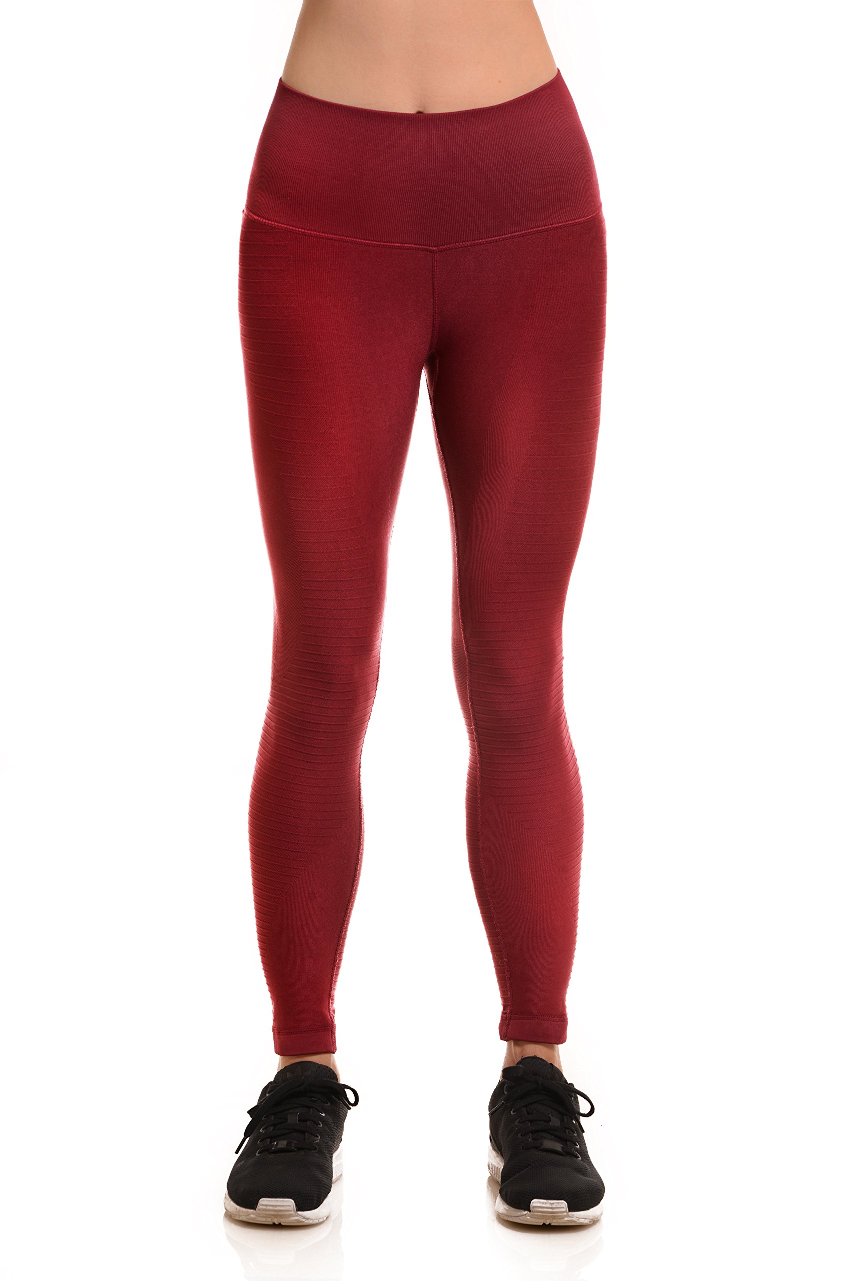 ICONOFLASH Women's Textured Compression Fitness Leggings - High Waist Yoga Pants for Workout, Running & Gym - Moisture Wicking & Tummy Control Activewear