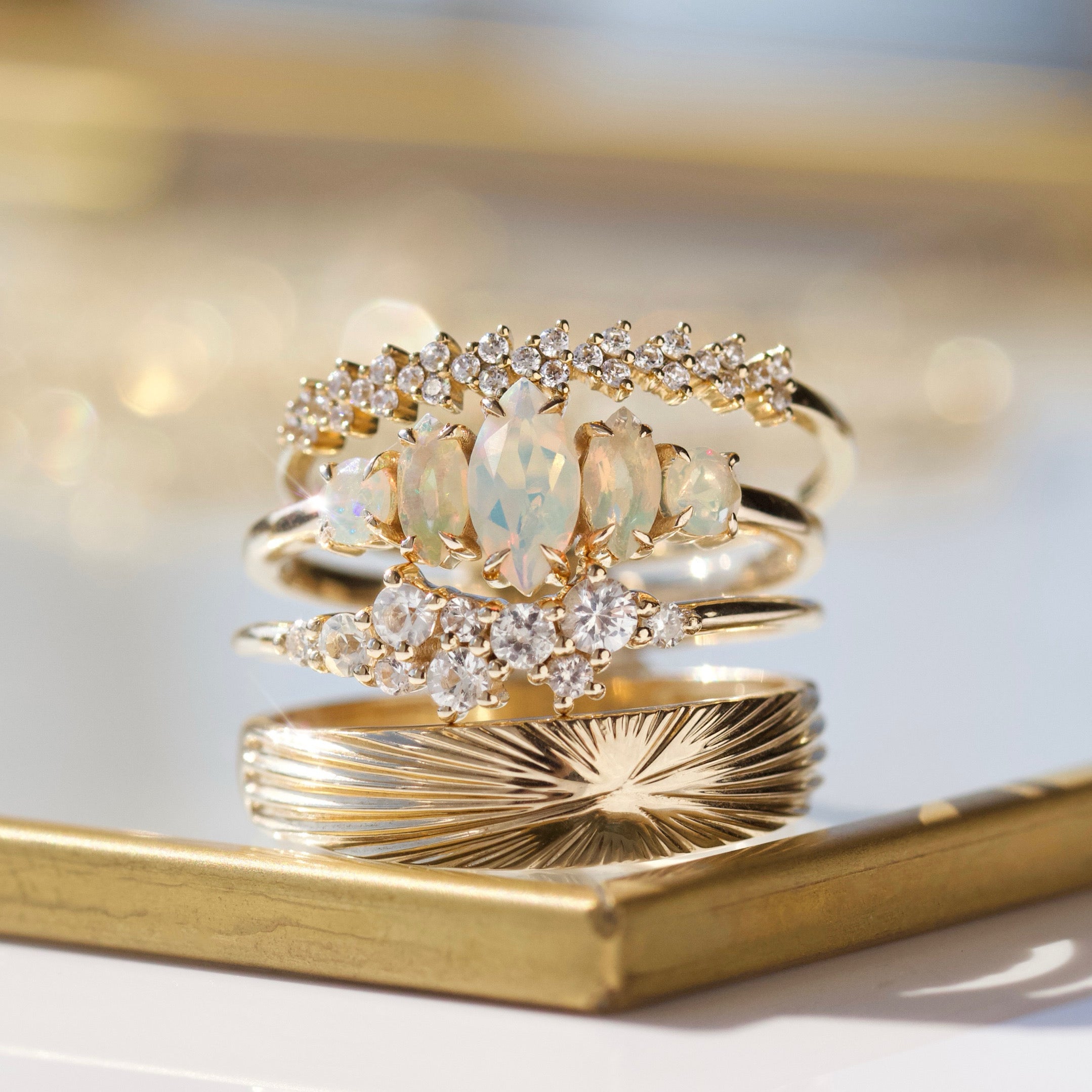 Hope Marquise Opal Ring - Elegant & Unique Gemstone Jewelry for Women - Perfect for Weddings, Anniversaries & Special Occasions