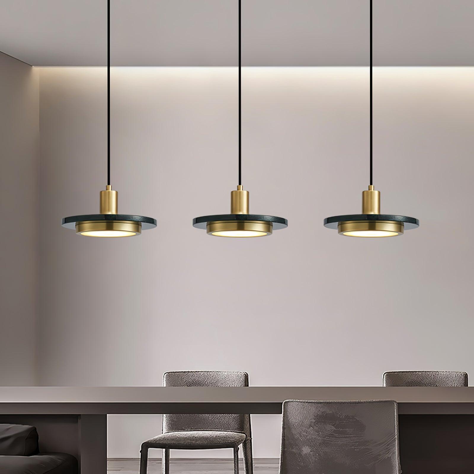 Modern Double Circle Pendant Light Fixture - Industrial Style Ceiling Lamp for Dining Room, Kitchen, Living Room & Bedroom