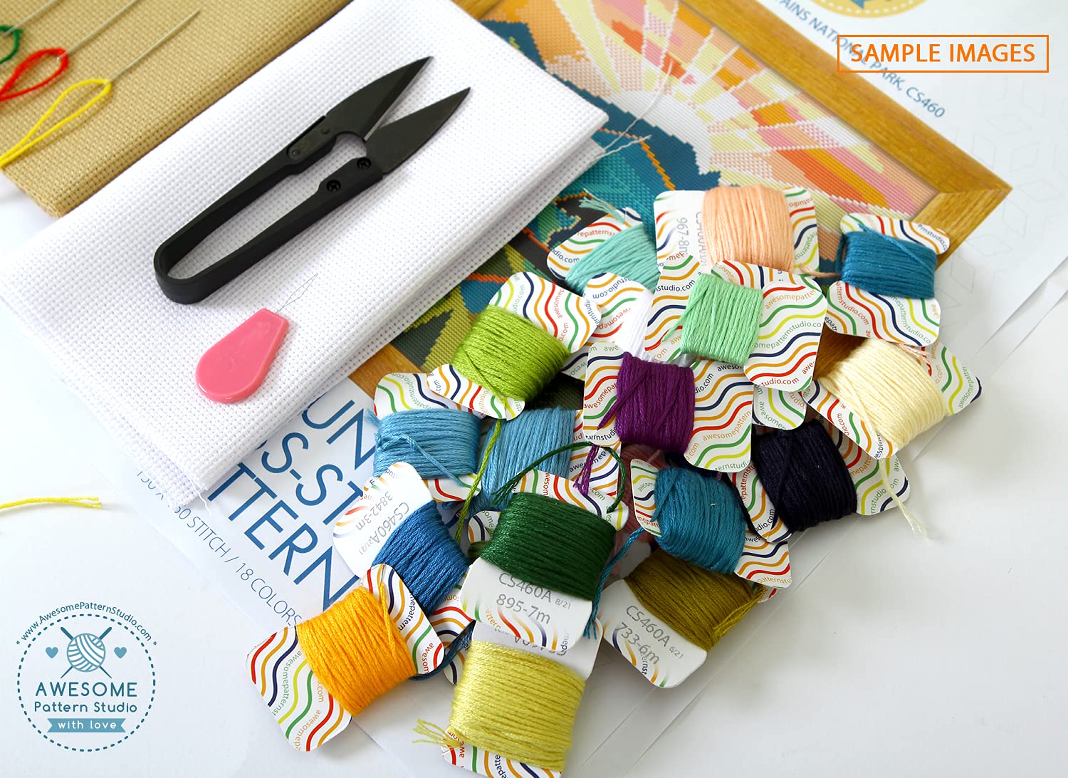 Amman K830 Complete Cross Stitch Kit with Threads, Needles, Fabric, Clippers & Needle Threader - Premium Embroidery Starter Set for Beginners & Experts - Perfect for DIY Home Decor, Gifts & Craft Projects