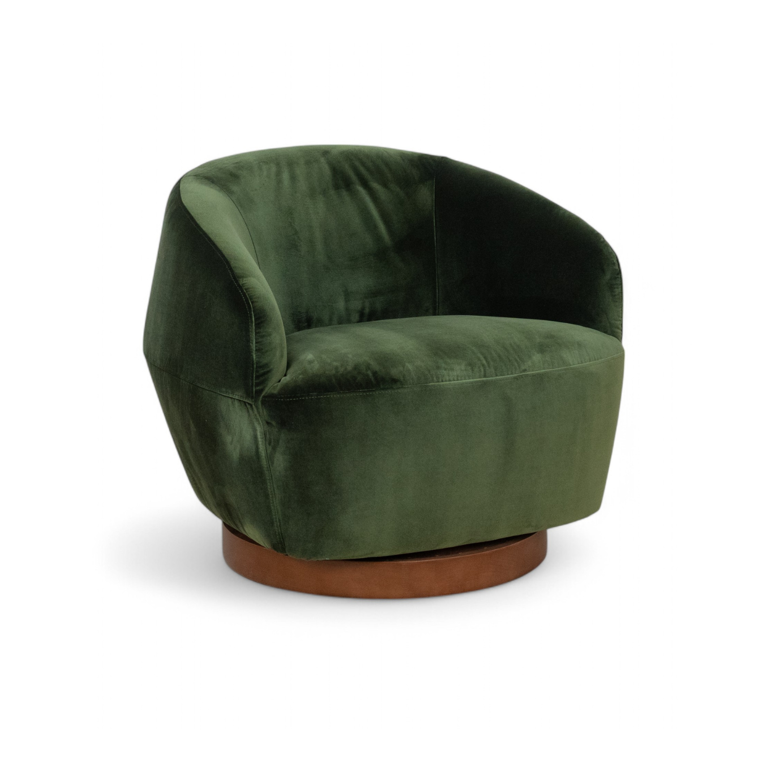 Swivel Lounge Chair - Mili Green Velvet Upholstered Modern Accent Chair for Living Room, Bedroom, or Office - 360 Degree Rotating Comfortable Seating with Ottoman Option