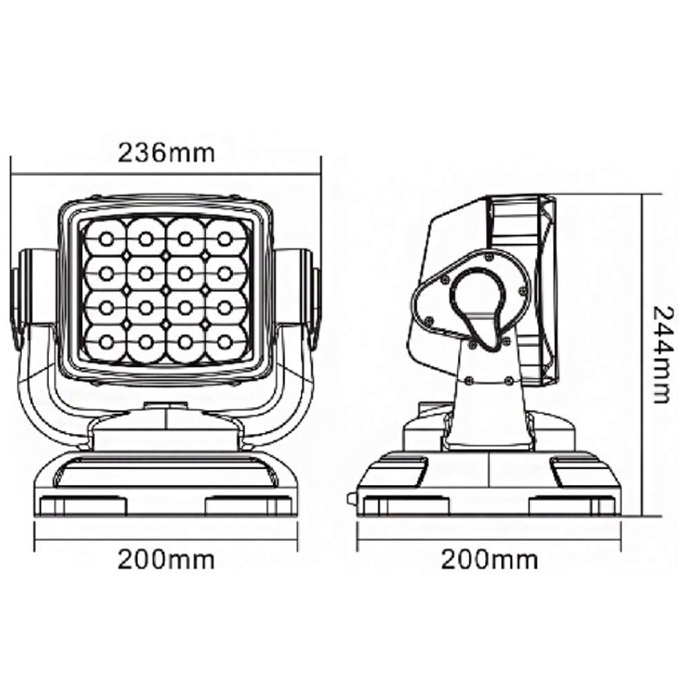 YIYIBYUS 80W LED Spotlight - 360° Rotating Wireless Remote Control Search Light for Boats, Home Security, Emergency Lighting, Farm & Garden Use | Waterproof Work Light for Outdoor & Indoor Protection