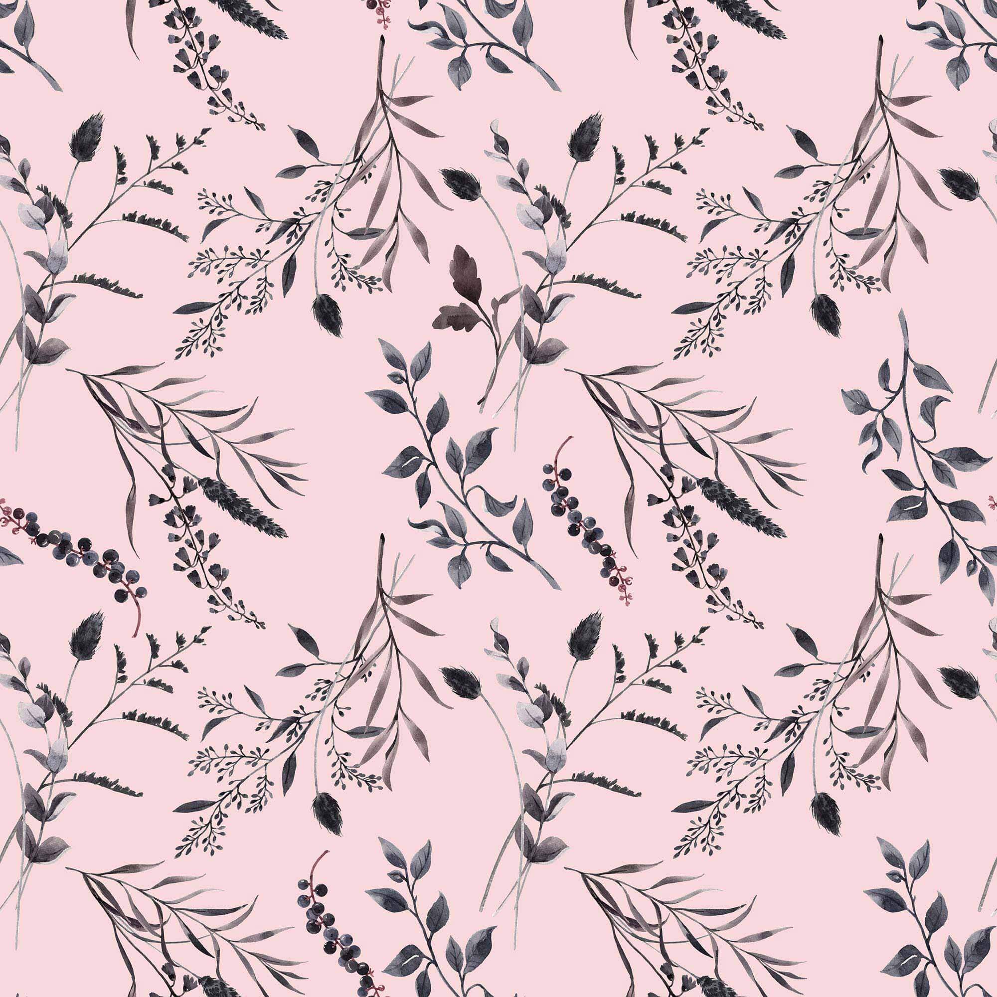Pink Leaves Peel and Stick Removable Wallpaper 9814 - Self-Adhesive Decorative Wall Covering for Bedroom, Nursery, Living Room & Office Decor
