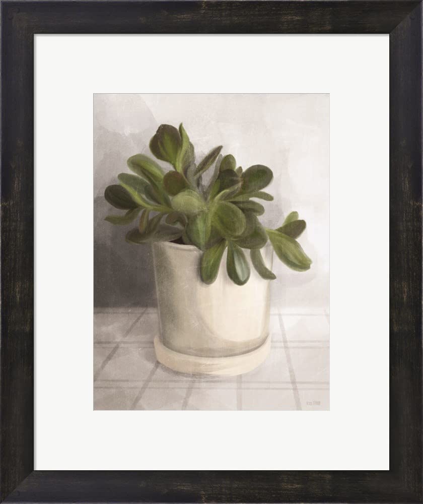 House Fenway Ironstone Planter II Framed Art Print - 16x19 Inches, Espresso Brown Frame - Perfect for Living Room, Bedroom & Office Decor