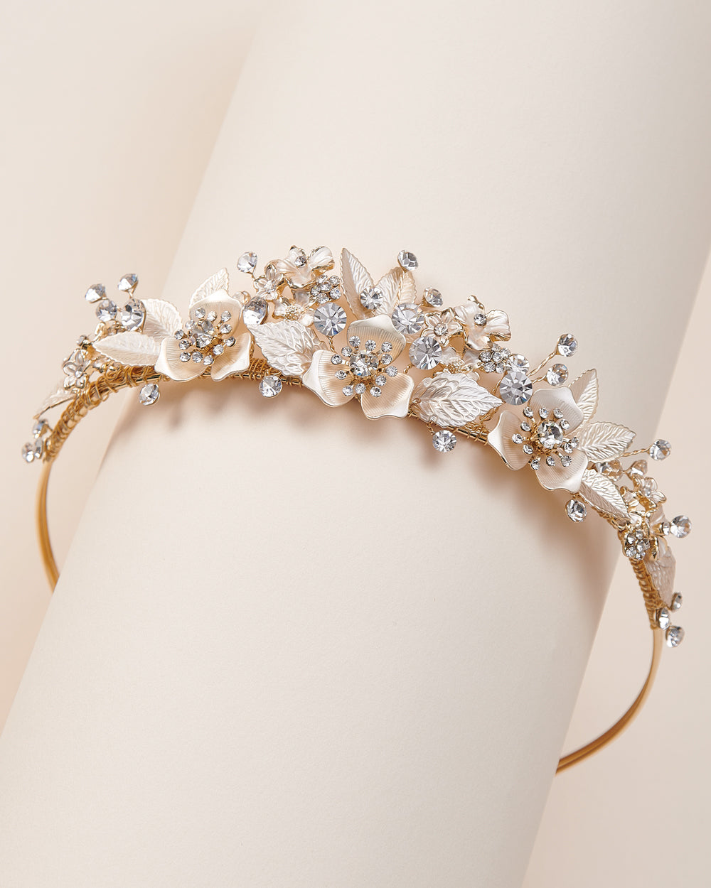 Kacie Floral Wedding Tiara – Elegant Bridal Hair Crown for Women, Perfect for Weddings, Prom, and Special Occasions