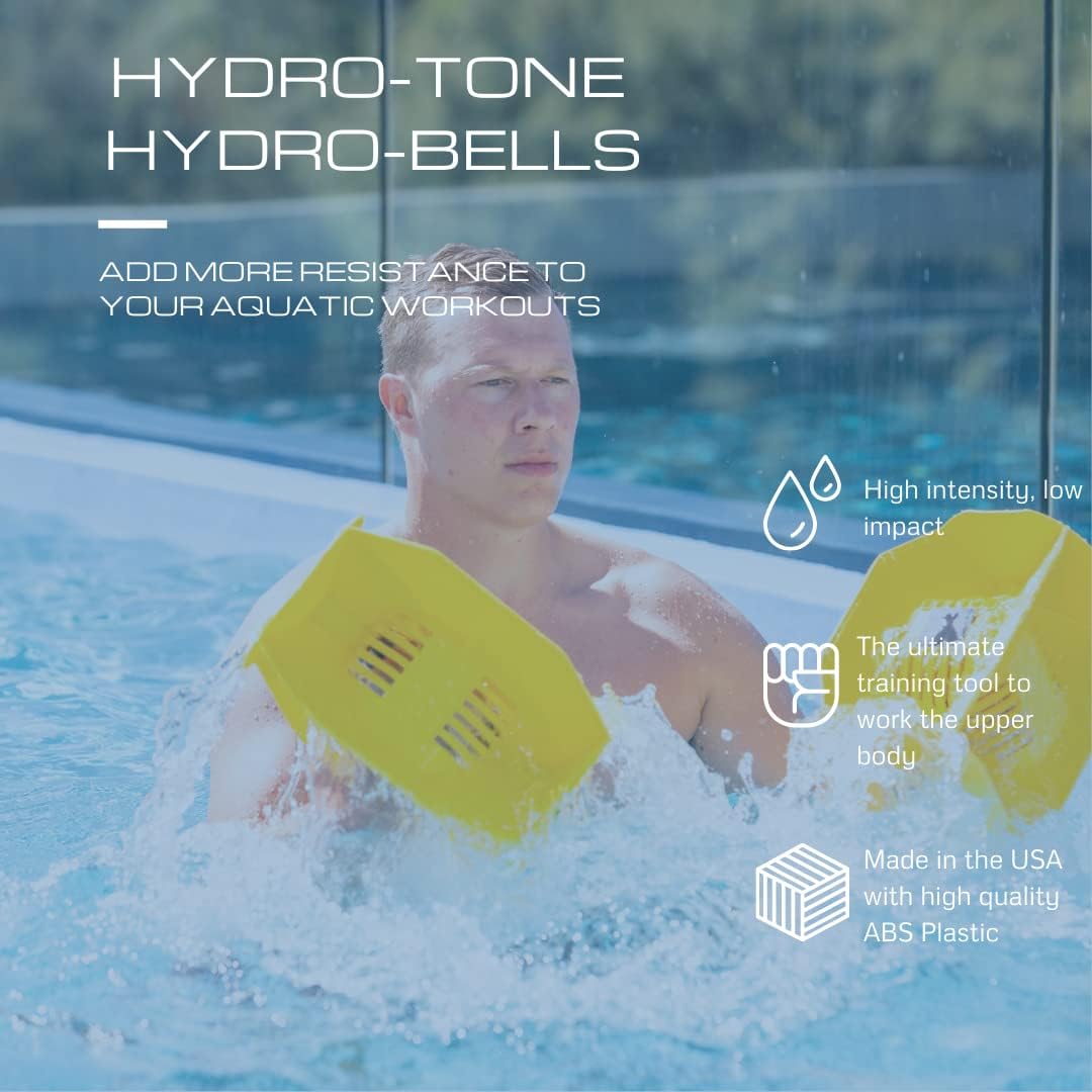 Hydro-Tone Total Body Water Weights for Pool Exercise – Isokinetic Aquatic Weights to Build Muscle & Reduce Joint Stress | Quick Start Guide Included | Perfect for Water Aerobics, Swimming & Physical Therapy