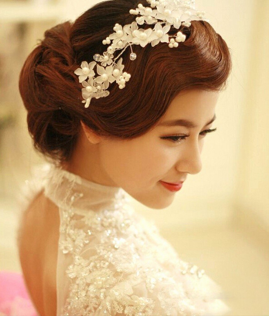 KAMAY'S® Handmade Pearl Bridal Hair Accessories – Elegant Floral Headband for Weddings, Bridal Shower & Special Occasions | Wedding Hair Jewelry & Headdress