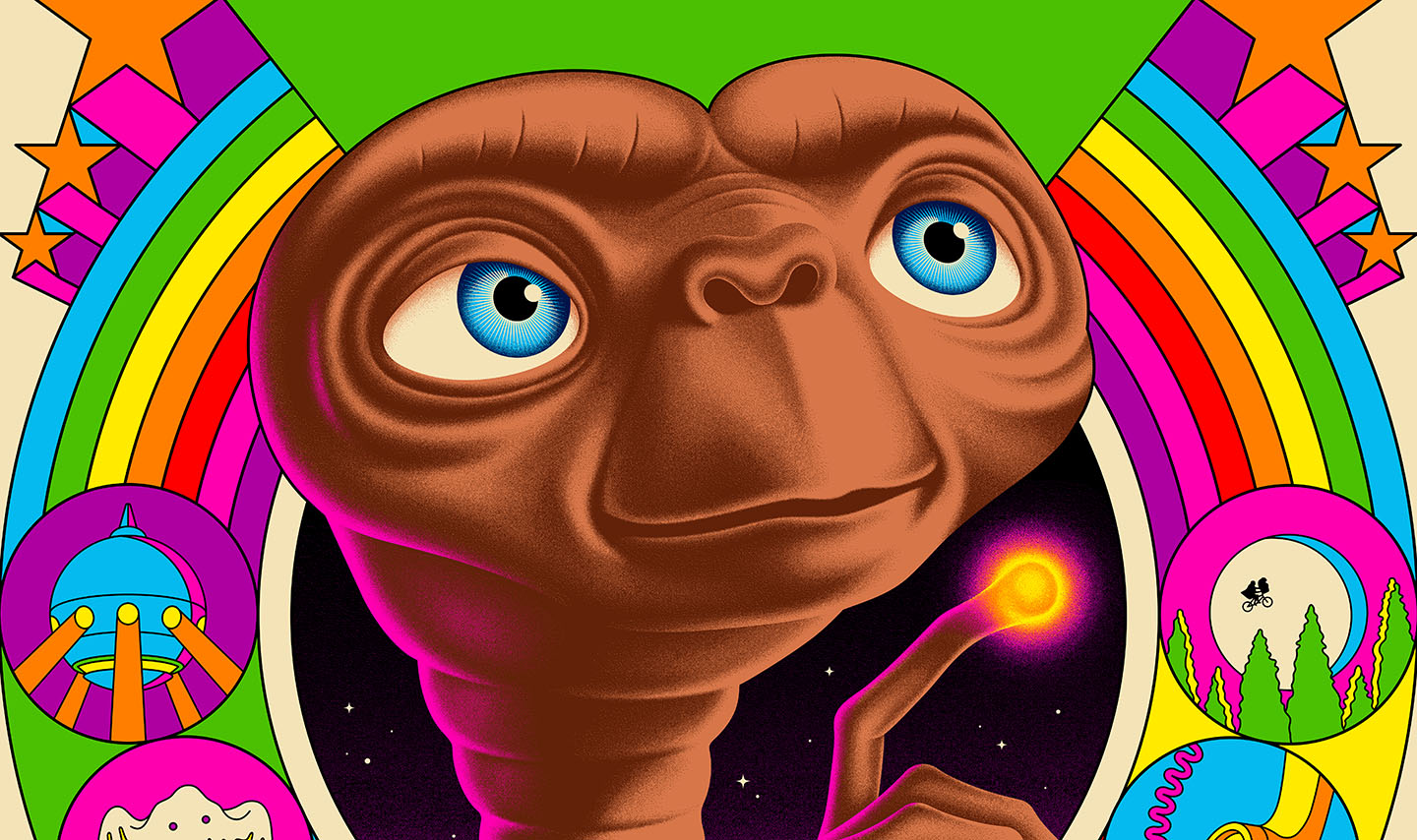 E.T. the Extra-Terrestrial Movie Poster - Classic 1982 Film Wall Art for Home Theater Decor, Kids Room, and Sci-Fi Fan Collectibles