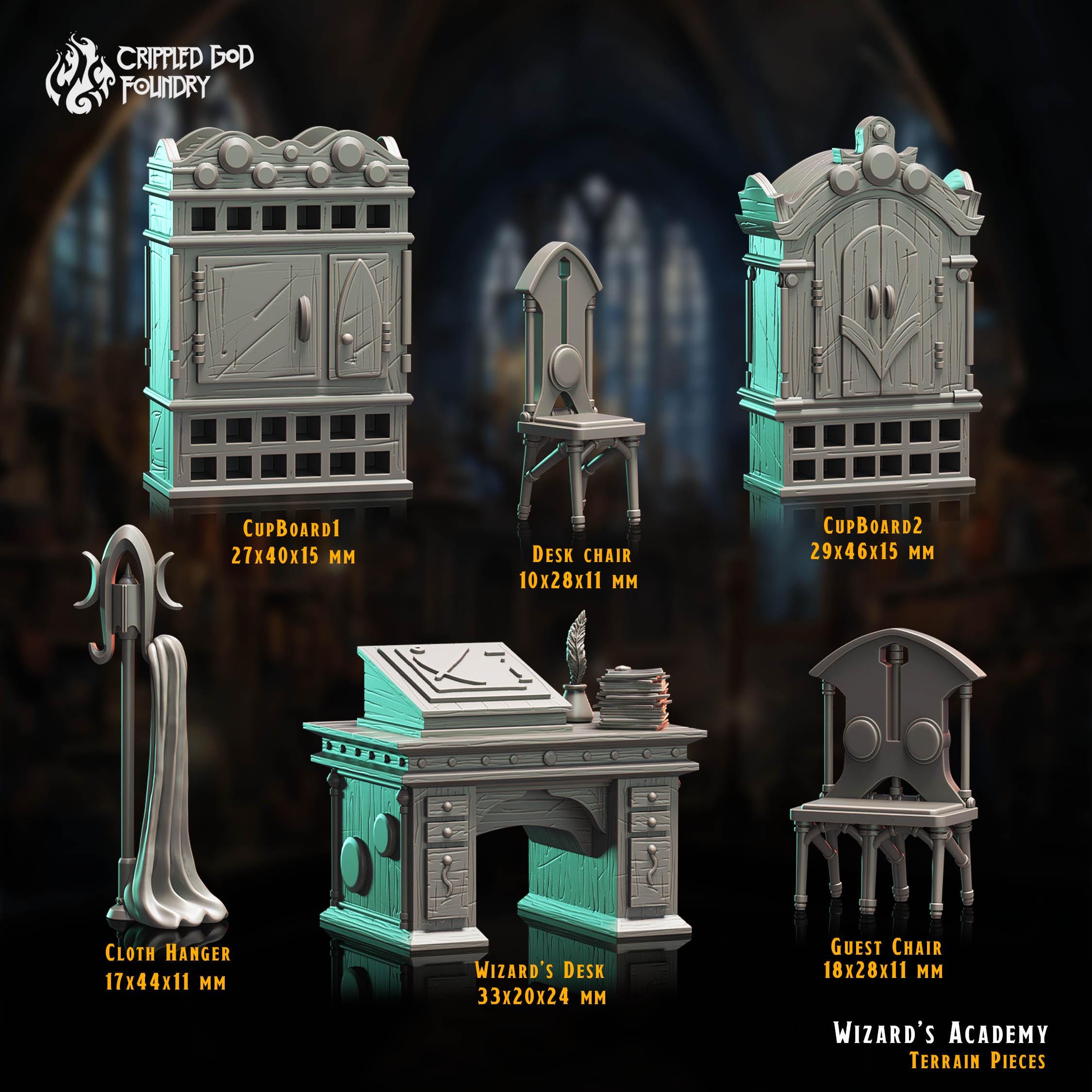 Wizard’s Academy RPG Furniture Set - Arcane Study Desk & Magical Classroom Terrain for Dungeons & Dragons, Pathfinder | D&D Tabletop Gaming Accessories for Fantasy Adventures