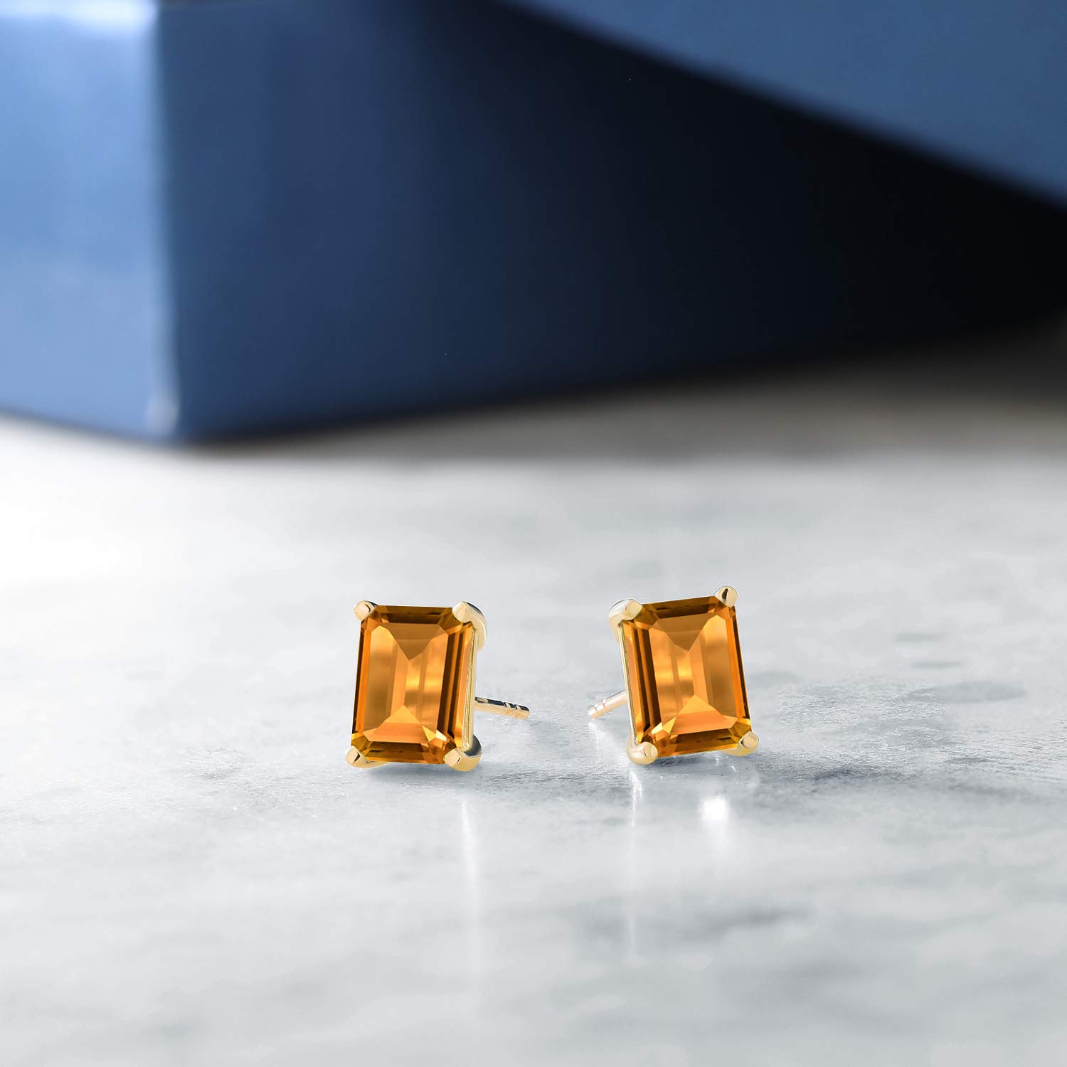 14K Gold Emerald Cut Birthstone Stud Earrings for Women & Men | 7x5mm Gemstone Jewelry | Perfect for Gifts, Anniversaries & Everyday Wear