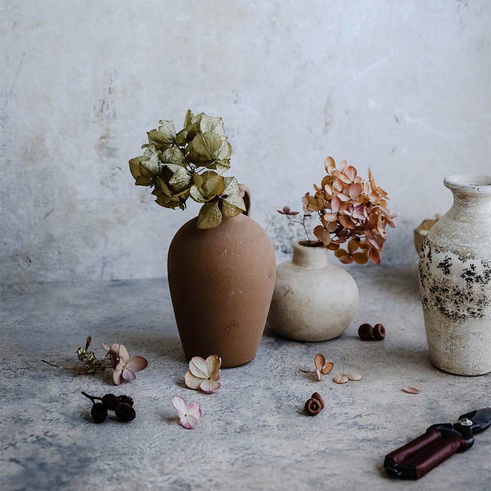 Small Rustic Clay Vase for Home Decor - Handmade Ceramic Flower Vase for Table Centerpiece, Wedding Decor, or Farmhouse Style Interior Design