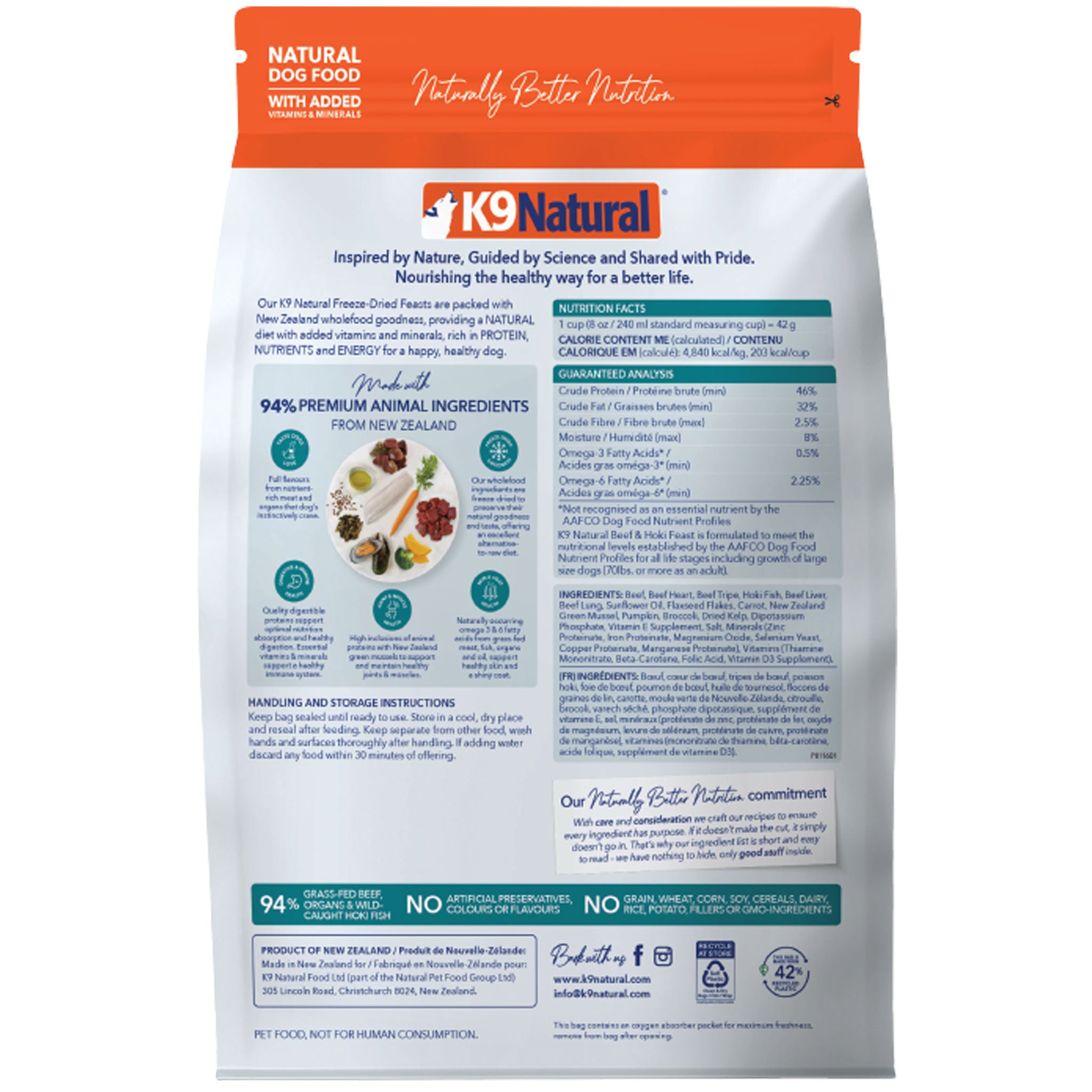 Premium Freeze-Dried K9 Natural Beef & Hoki Feast Dog Food - High Protein Grain-Free Raw Nutrition for Active Dogs, Training Treats & Outdoor Adventures