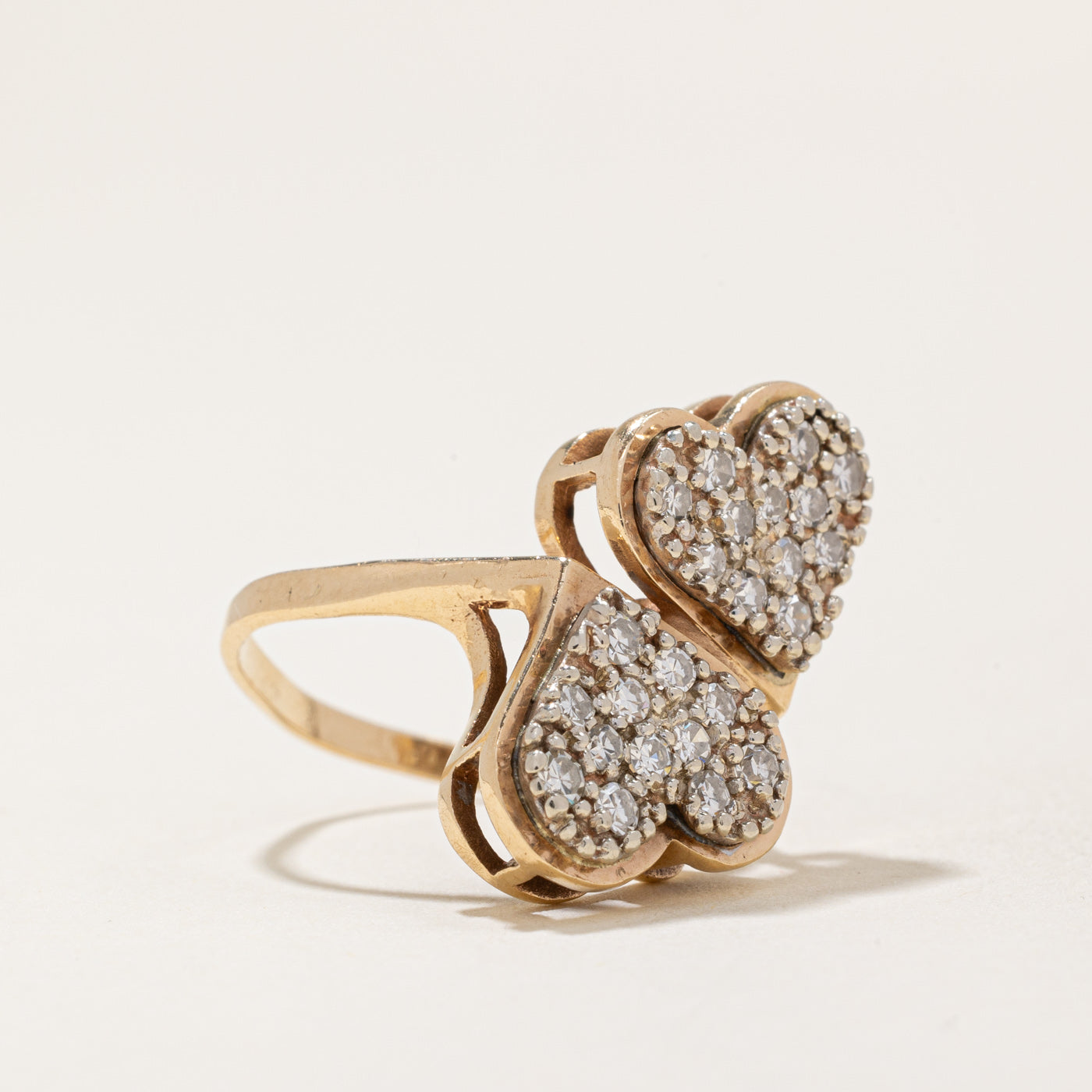 0.40ctw Diamond Twin Heart Ring - Size 5.75 - Elegant Promise Ring for Women - Perfect for Valentine's Day, Anniversary & Romantic Gifts