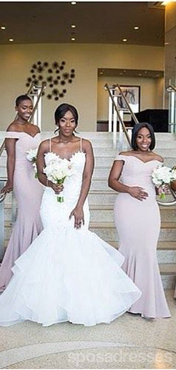 Elegant Pink Mermaid Off-Shoulder Long Bridesmaid Dress (WG1375) - Perfect for Weddings, Prom & Formal Events