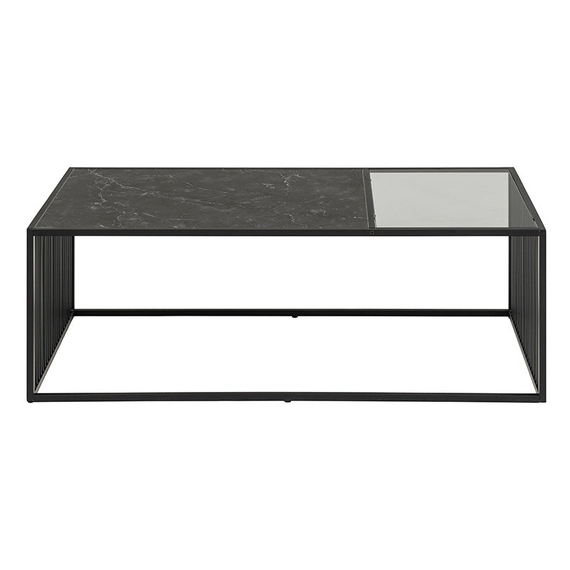 STRINGTON 47-Inch Rectangular Coffee Table - Black Marble Effect Modern Living Room Furniture for Small Spaces | Perfect for Apartments, Condos & Lounge Areas
