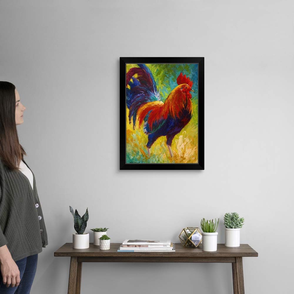 Hot Shot Rooster Black Framed Art Print - Premium Rooster Wall Art Decor for Kitchen, Dining Room, or Farmhouse Style Home