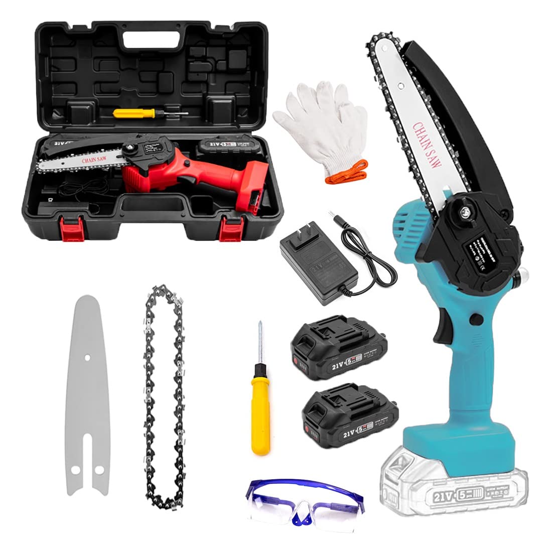 6 Inch Cordless Mini Chainsaw with Battery & Charger - Portable Electric Chain Saw for Wood Cutting, Gardening, Tree Pruning & Outdoor Camping - Lightweight & Powerful Handheld Chainsaw for DIY Projects & Yard Work