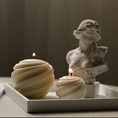 Premium 2-Size Spiral Ball 3D Silicone Molds for DIY Candle Making, Fondant, Epoxy Resin Casting - Perfect for Aromatherapy Candles, Cake Decorating, Soap & Wax Crafts - Ideal for Home Decor & Gift Making
