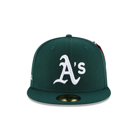 Oakland Athletics Alpha Industry Green 59FIFTY Fitted Baseball Cap for Men - Perfect for Game Day, Sports Events & Casual Wear