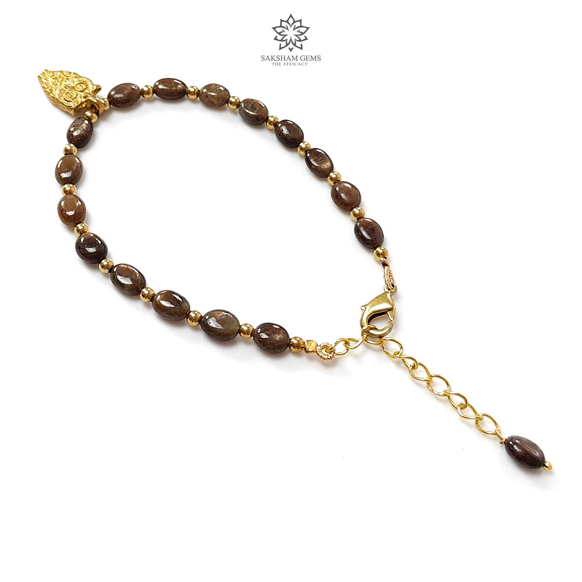 Golden Brown Chocolate Sapphire Beads Bracelet - 43.40cts Natural Untreated Oval Sapphire Brass Jewelry (7x5mm, 6.3
