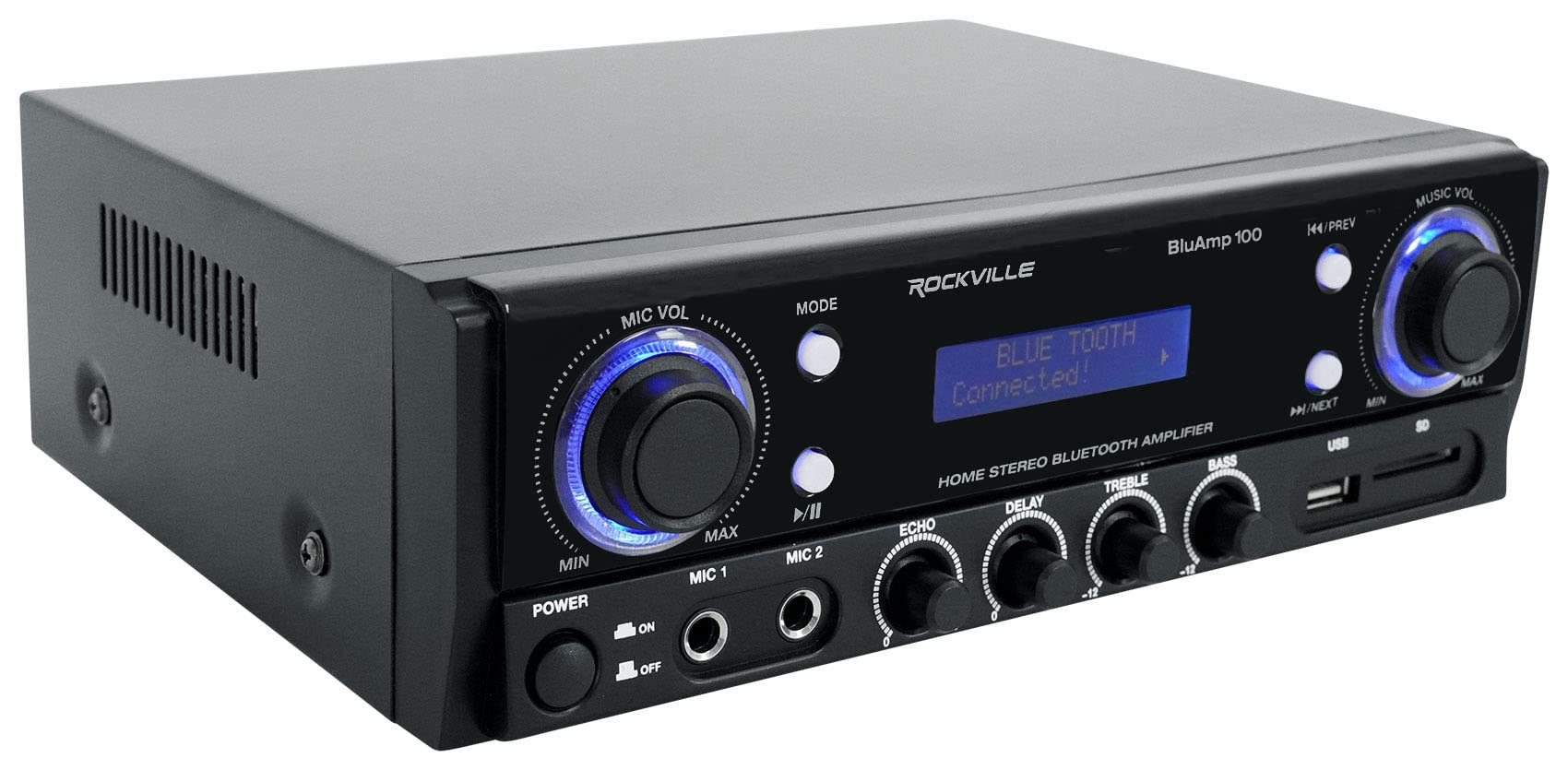 Rockville BLUAMP 100 Bluetooth Home Stereo Receiver Amplifier with 4 Rockville HC655 6.5