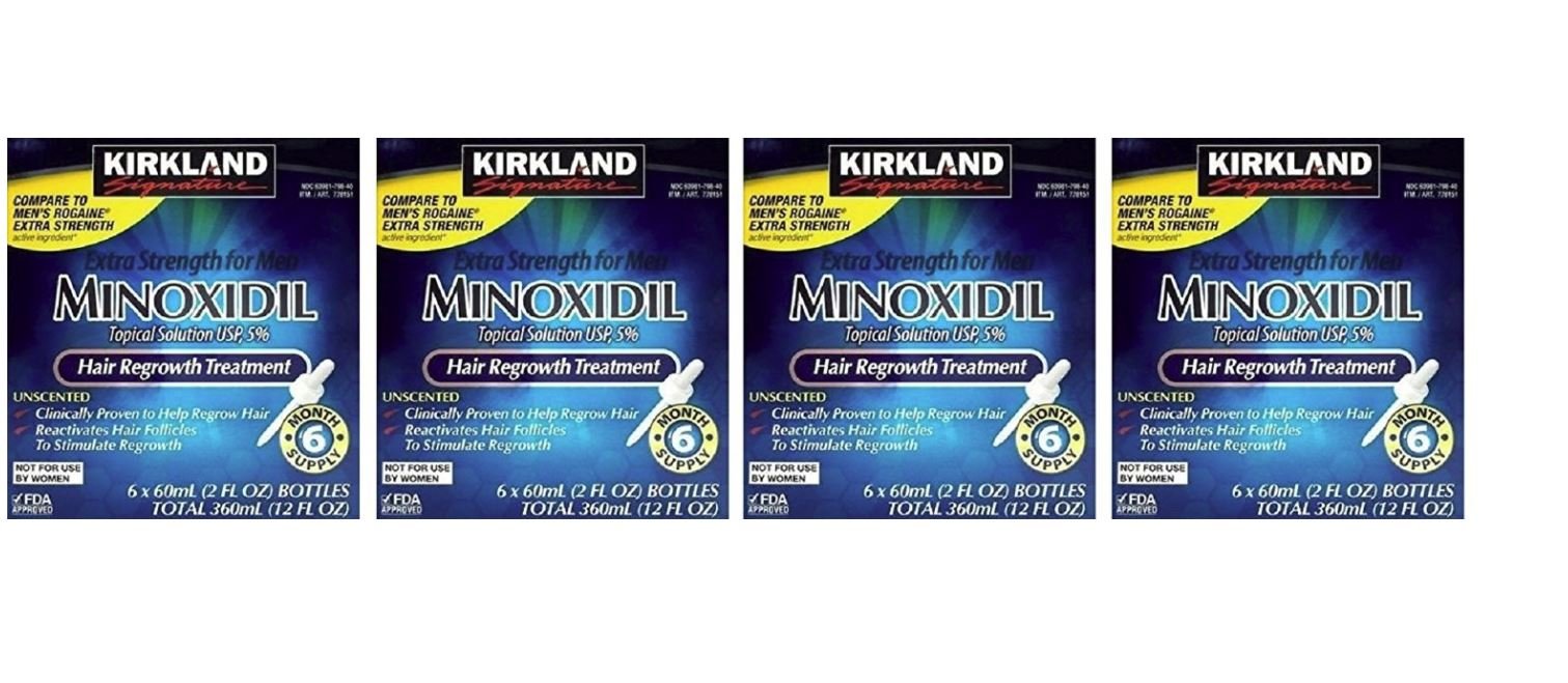 Kirkland Minoxidil 5% Extra Strength Hair Regrowth Treatment for Men - 2 Year Supply with Dropper Applicator | Effective Solution for Thinning Hair & Baldness | At-Home Use for Hair Growth & Thickness