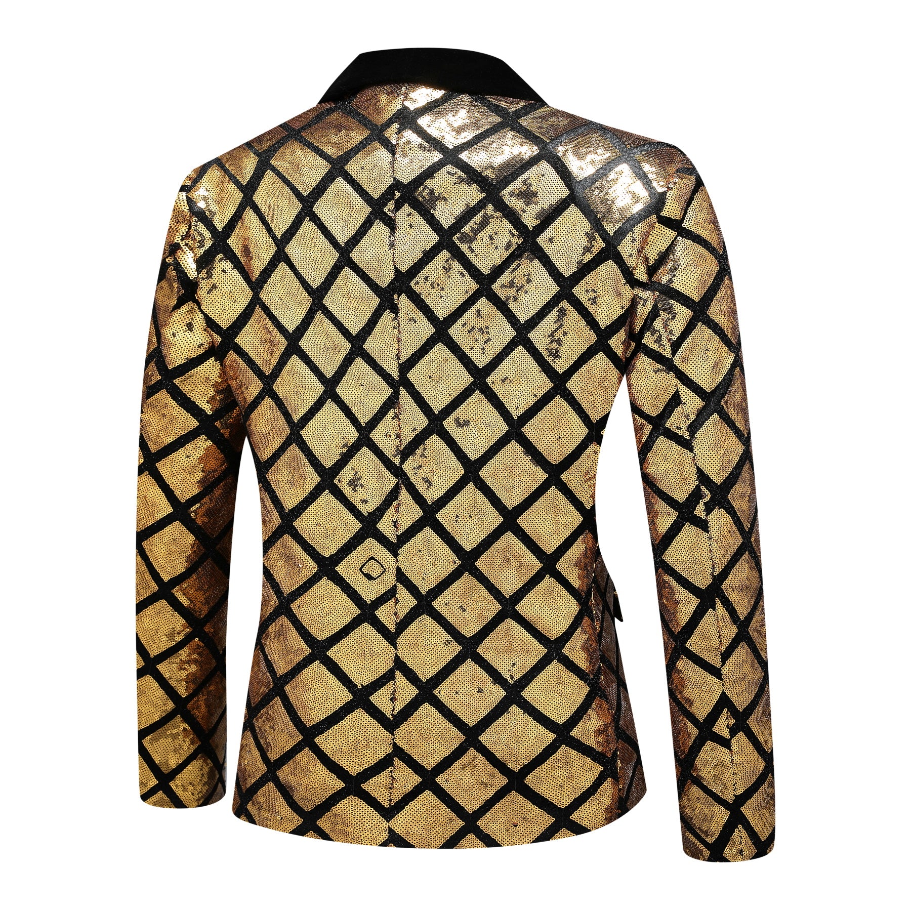 Men's Gold Glitter Checkered Blazer Jacket for Party, Wedding & Prom - Stylish Formal Wear for Special Occasions
