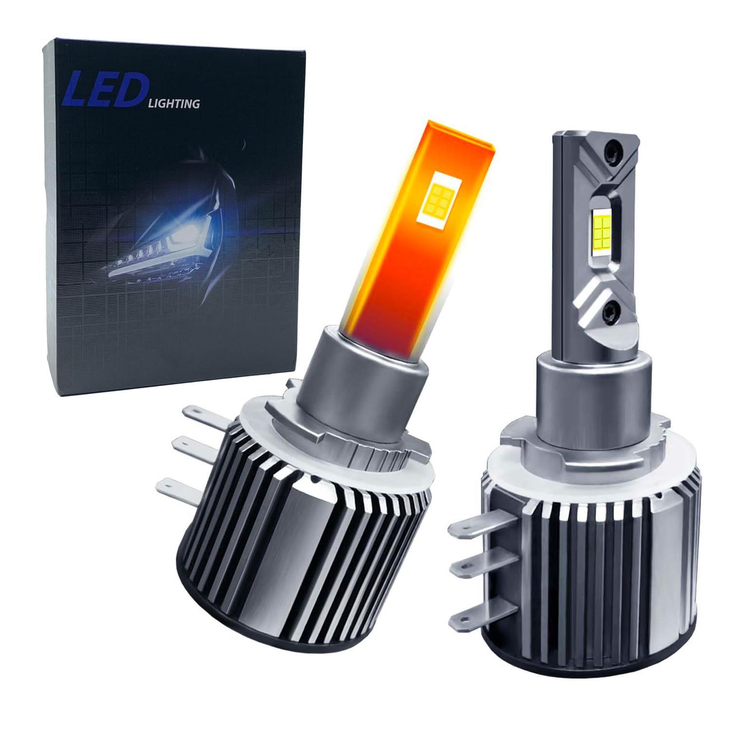 H15 LED Bulbs 500% Ultra Bright 6500K Cool White - Fog Light, High Beam & Low Beam Replacement - 1:1 Size Halogen Bulbs, Plug-N-Play, IP68 Waterproof - Perfect for Trucks, SUVs & Off-Road Vehicles (Pack of 2)