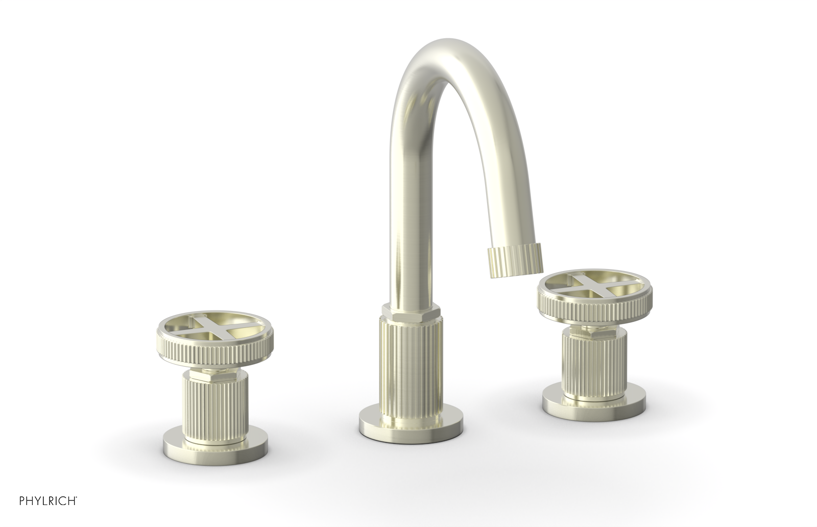 DUSTRIE Widespread Bathroom Faucet - Cross Handle Design with Grooved Detailing (Model 370-01) - Perfect for Modern Vanities and Luxury Home Renovations