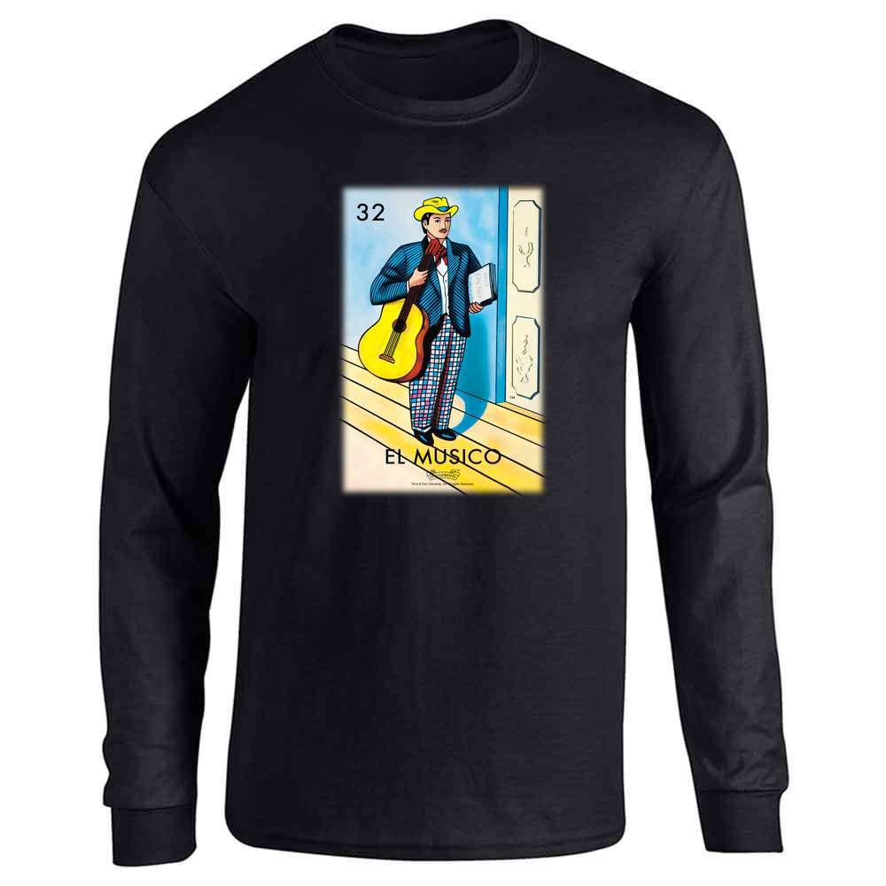 Pop Threads El Musico Musician Loteria Card Mexican Graphic T-Shirt for Men - Vintage Latino Style Cotton Tee for Concerts, Parties & Casual Wear
