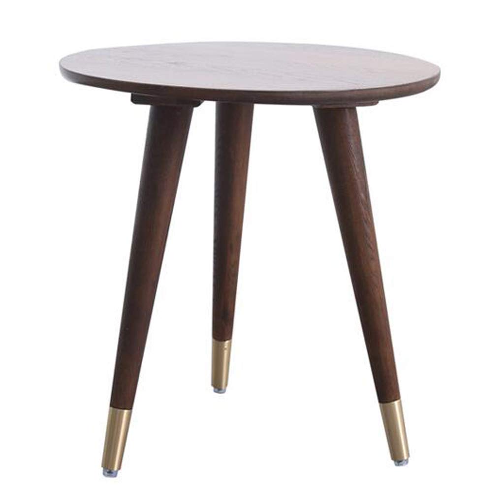 Round Coffee Table with Wooden Top & Copper Feet - 50 x 50 cm Small End Table for Living Room, Bedroom | Modern Accent Furniture | Perfect for Reading Nook, Lounge Area & Home Decor