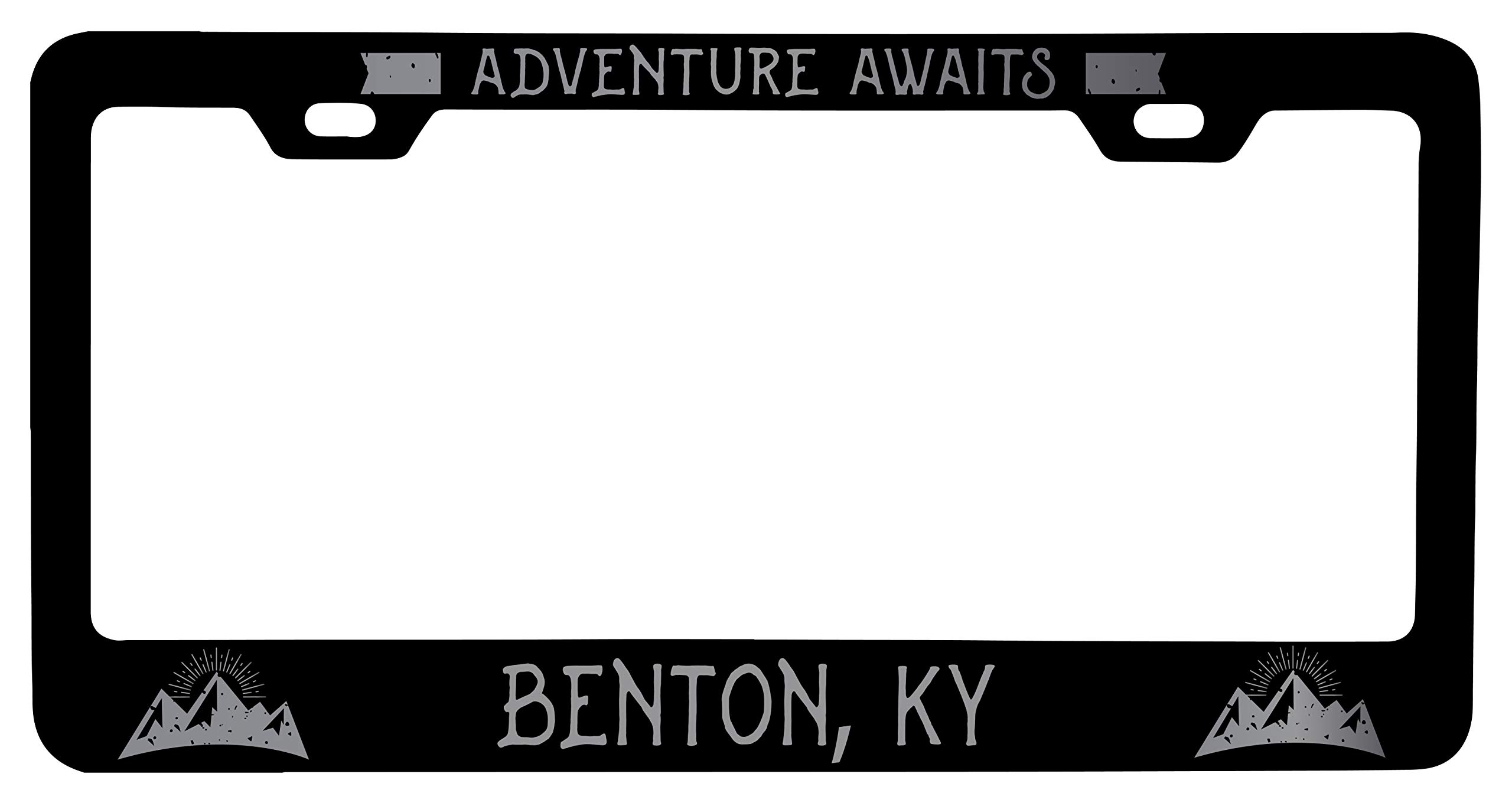 R&R Imports Benton Kentucky Laser Etched Vanity Black Metal License Plate Frame - Personalized Car Accessory for Customized Vehicle Decoration & Gift Idea