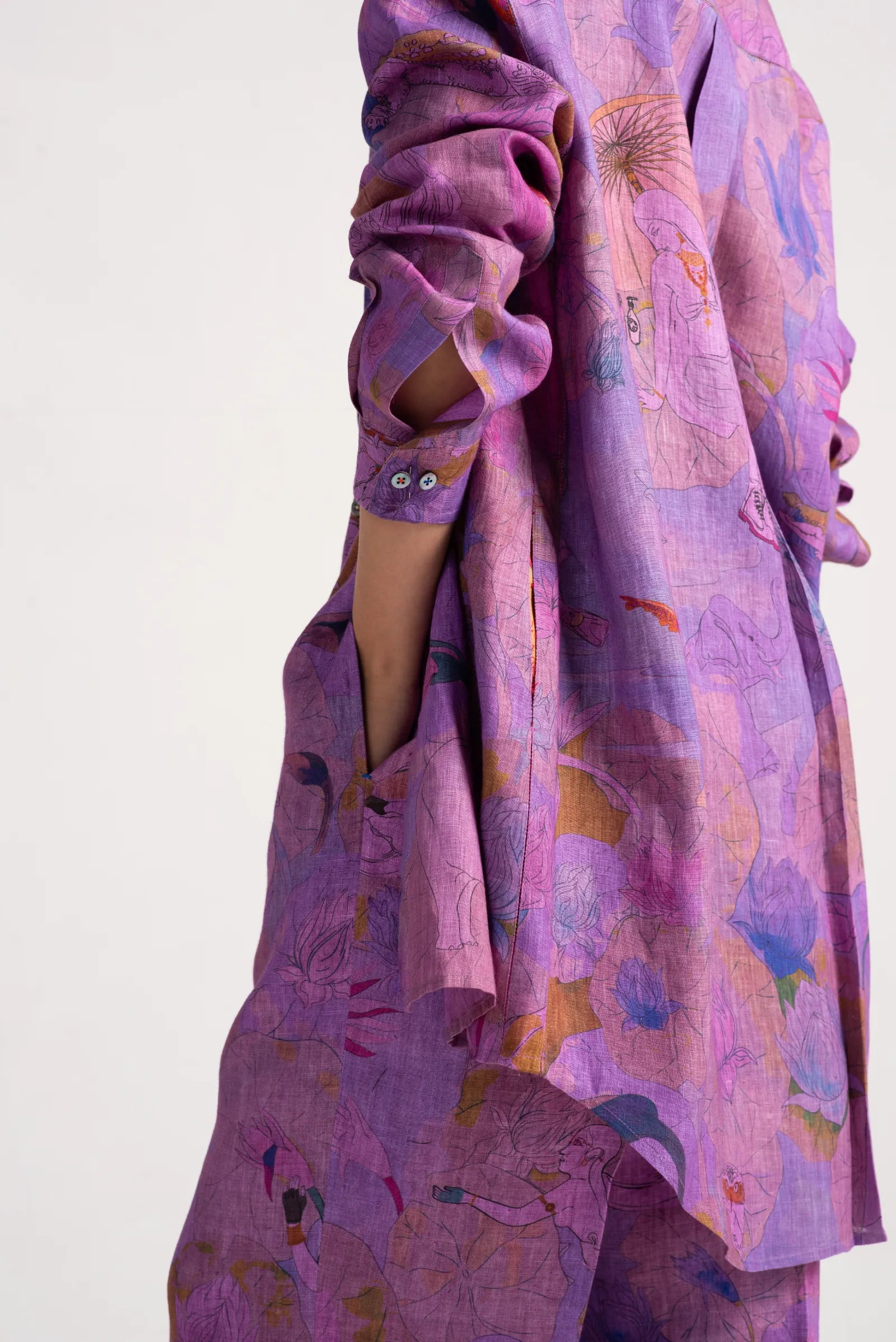 Chandrika Women's Linen Pants in Amethyst Purple - Comfortable Casual Trousers for Summer, Travel & Lounge Wear