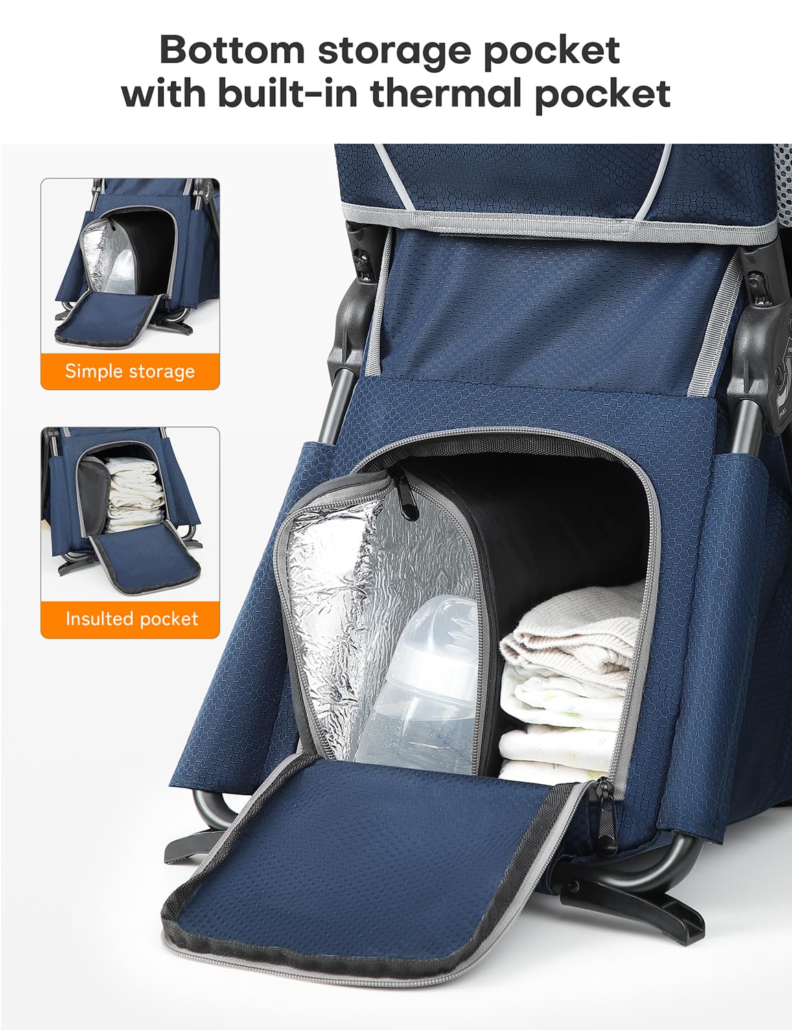 **Besrey Baby Backpack Carrier - Adjustable Toddler Hiking Backpack with 3-Height Safety Seat, Lightweight Foldable Frame & Large Capacity - Perfect for Outdoor Adventures, Travel & Family Hiking (Blue/Grey)**