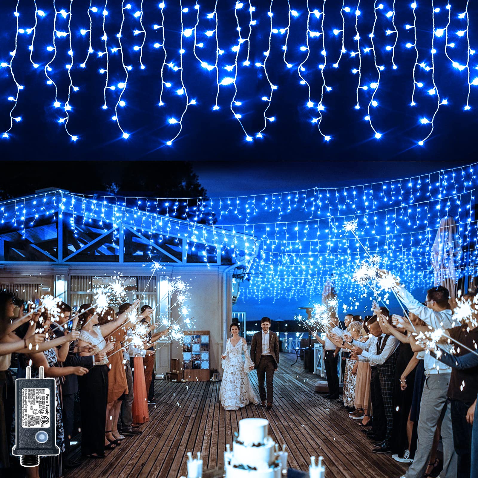 400LED 33ft Waterproof Icicle Lights Outdoor - 8 Modes Fairy String Lights with 75 Drops & Timer Memory Function - Perfect for Holiday, Wedding, Party, Christmas, Garden, Patio, and Home Decoration (Blue)