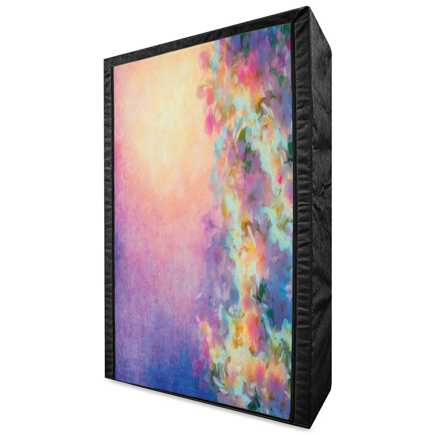 Ambesonne Purple Portable Fabric Wardrobe with Watercolor Cherry Blossom Print - 42.5