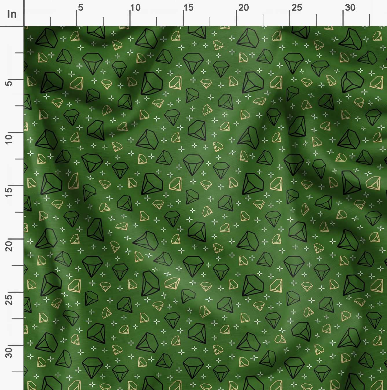 Soimoi Moss Green Georgette Fabric by The Yard - 42 Inch Wide Diamond Geometric Print - Elegant Classic Design for Dresses, Curtains & Home Decor