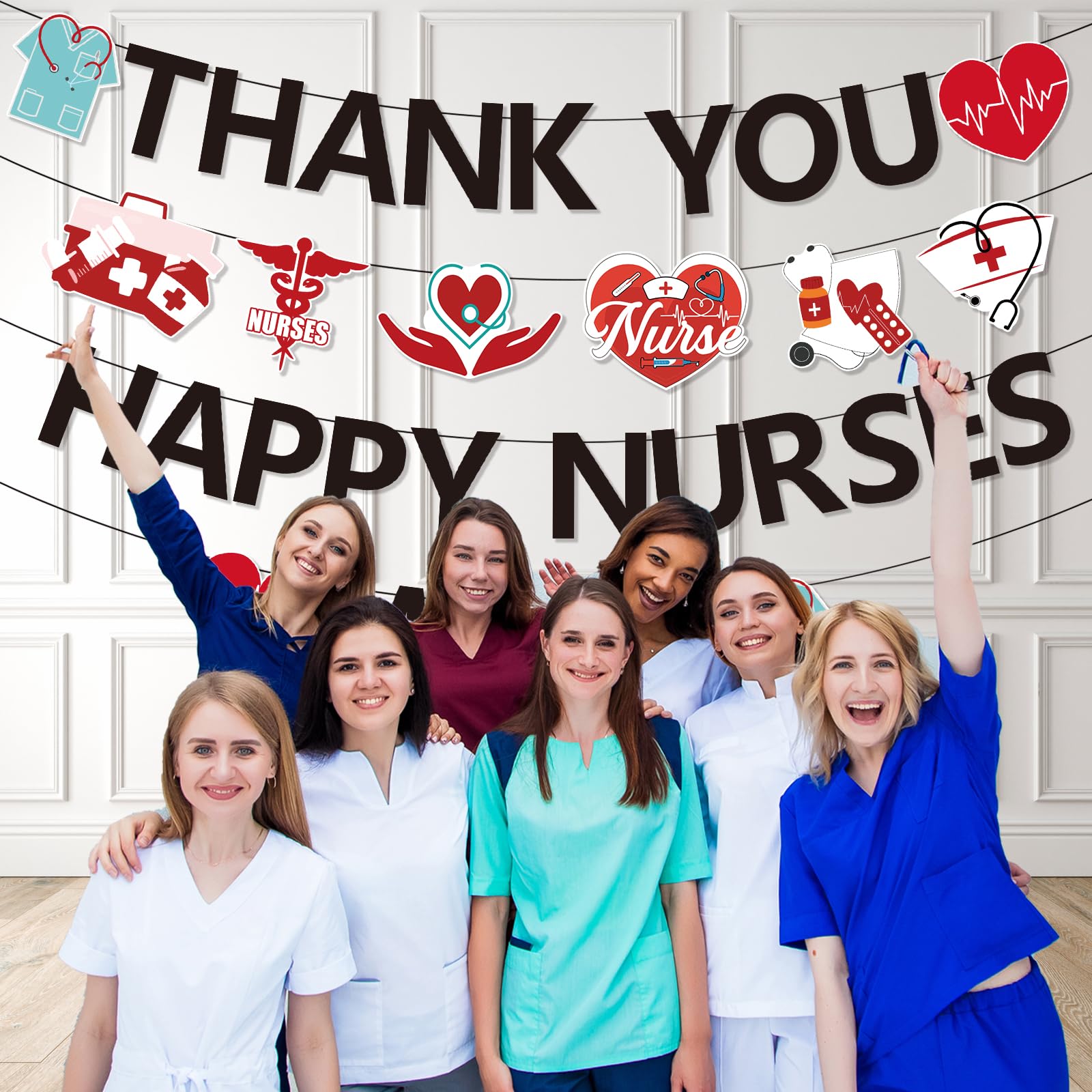 Nurses Week Banner Decorations - Happy Nurses Week & Thank You Banner for National Nurses Day - Perfect for Hospital Celebrations, Nurse Appreciation Parties & Healthcare Worker Events
