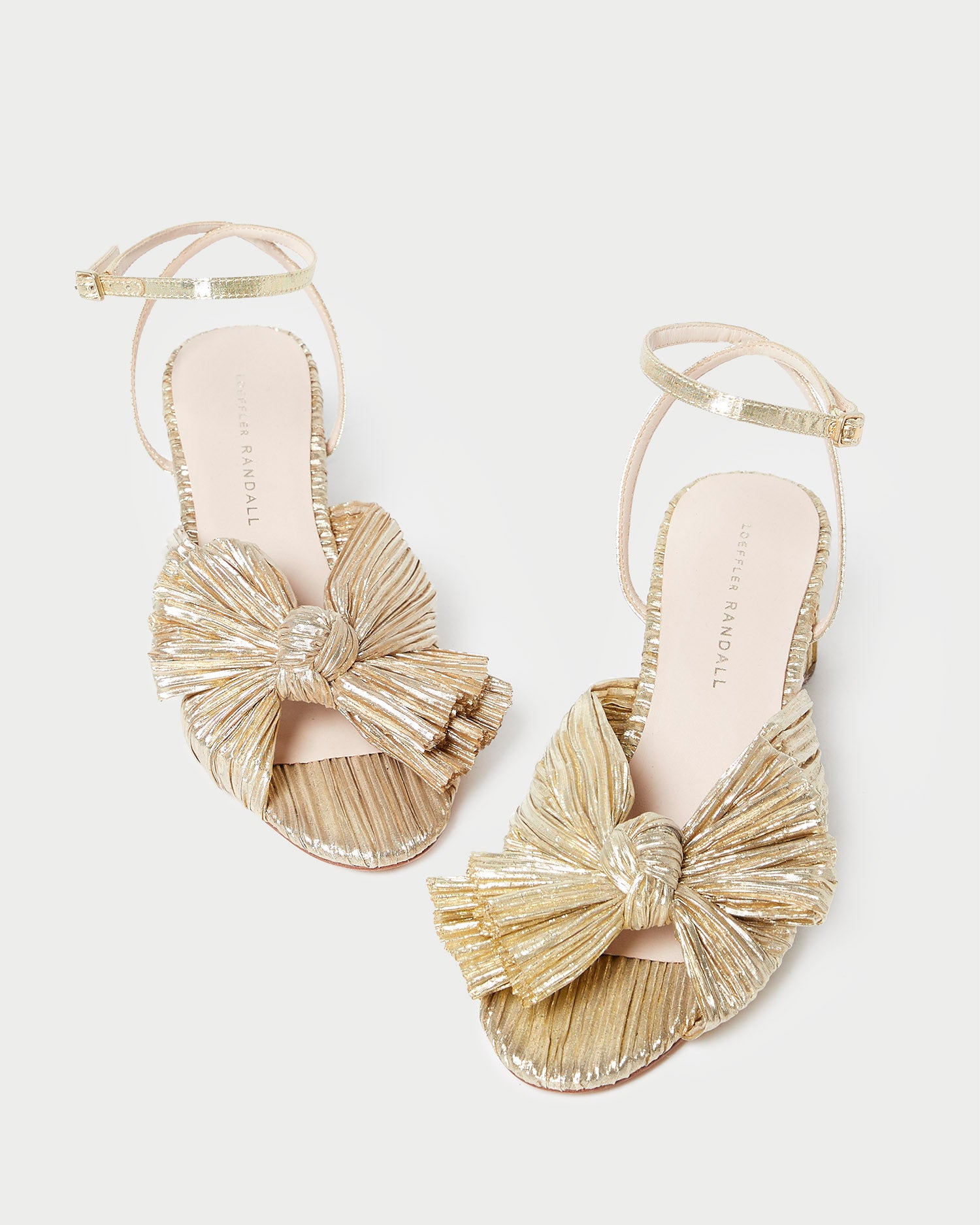 Dahlia Gold Pleated Bow Heel - Elegant Women's Dress Shoes for Weddings, Parties & Special Occasions