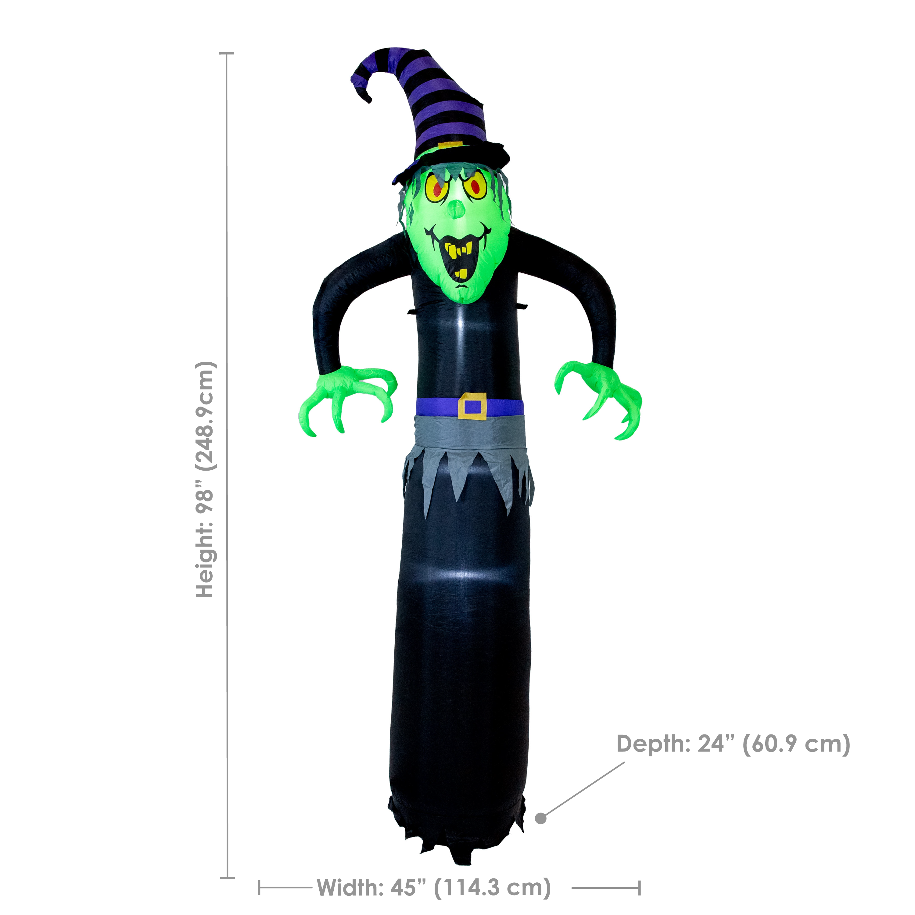 Sunnydaze 8' Winifred the Wicked Witch Inflatable Halloween Decoration - Spooky Outdoor Yard Decor for Halloween Party & Haunted House