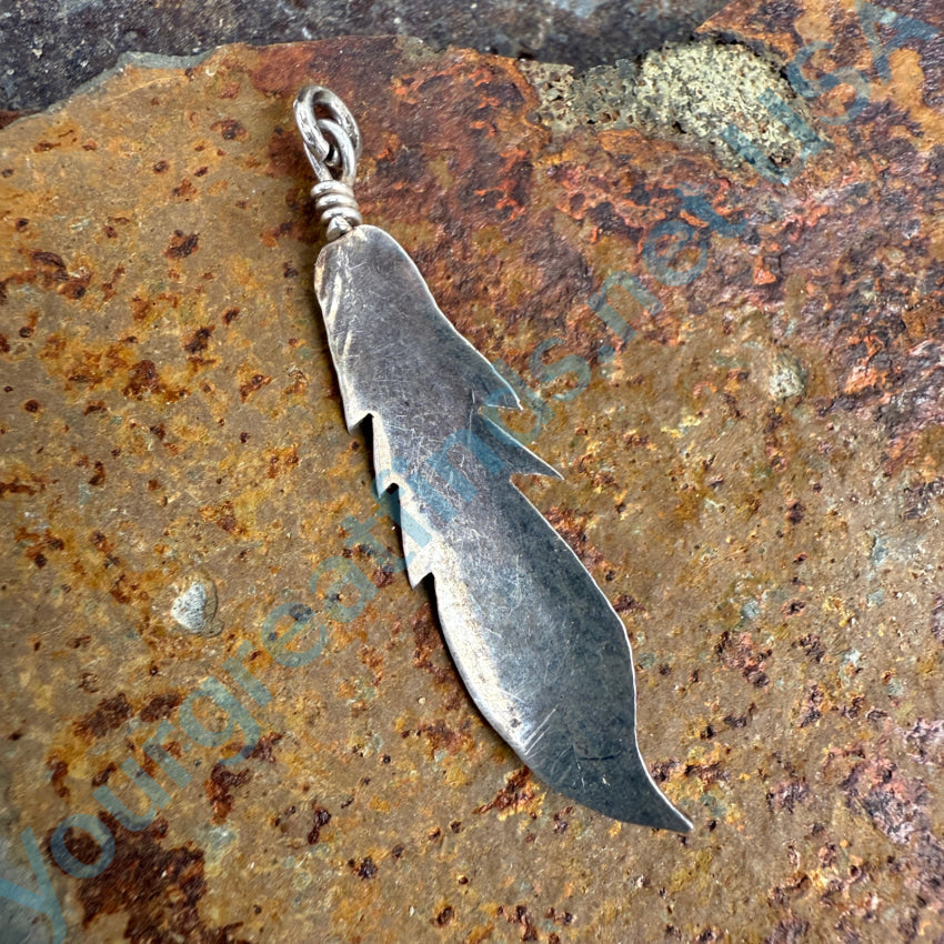 Sterling Silver Turquoise Feather Pendant - Southwestern Style Jewelry with Channel Inlay | Perfect for Necklaces, Gifts & Boho Fashion Accessories