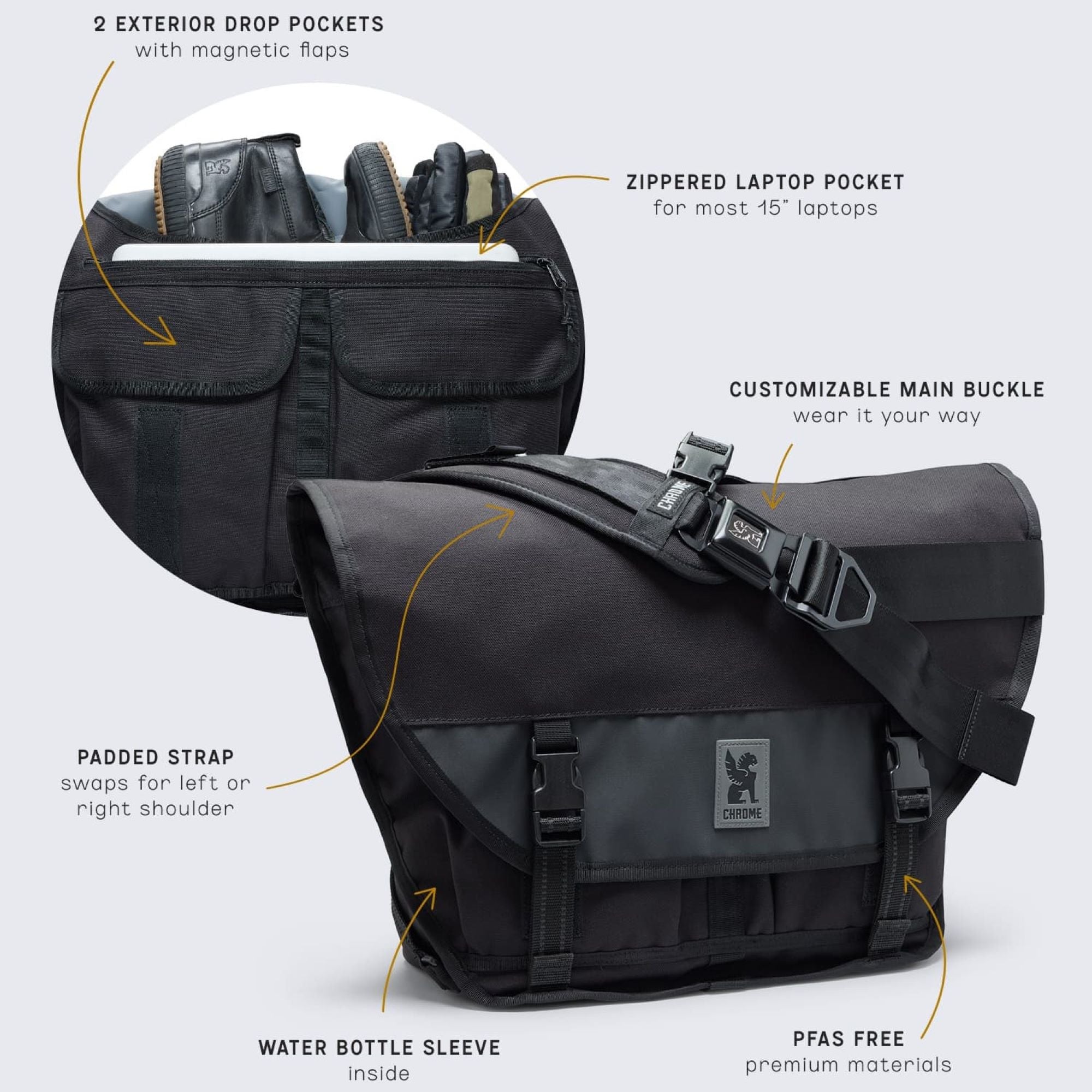 Citizen 15L Waterproof Messenger Bag for Men & Women - Durable Laptop Shoulder Bag with USB Charging Port - Perfect for Commuting, Travel & Work