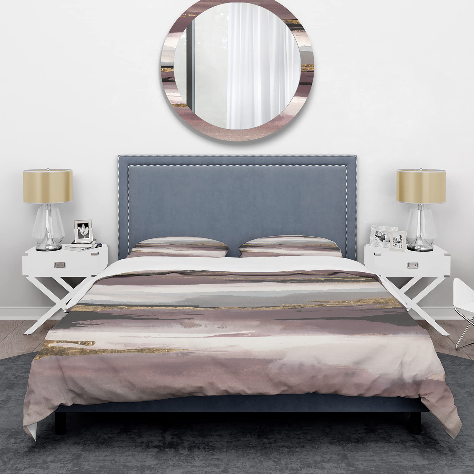 DesignQ Purple Glam Storm Modern Duvet Cover Set - Twin Size Abstract Bedding 3-Piece Collection | All-Season Contemporary Luxury Bedding for Guest Rooms, Dorms & Master Bedrooms