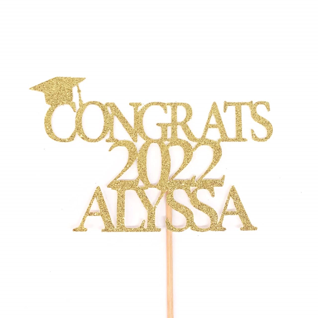 2022 Graduation Cake Topper - ANY NAME Grad Cake Decorations, Congrats Grad Party Supplies - Perfect for Graduation Cakes, Cupcakes & Desserts